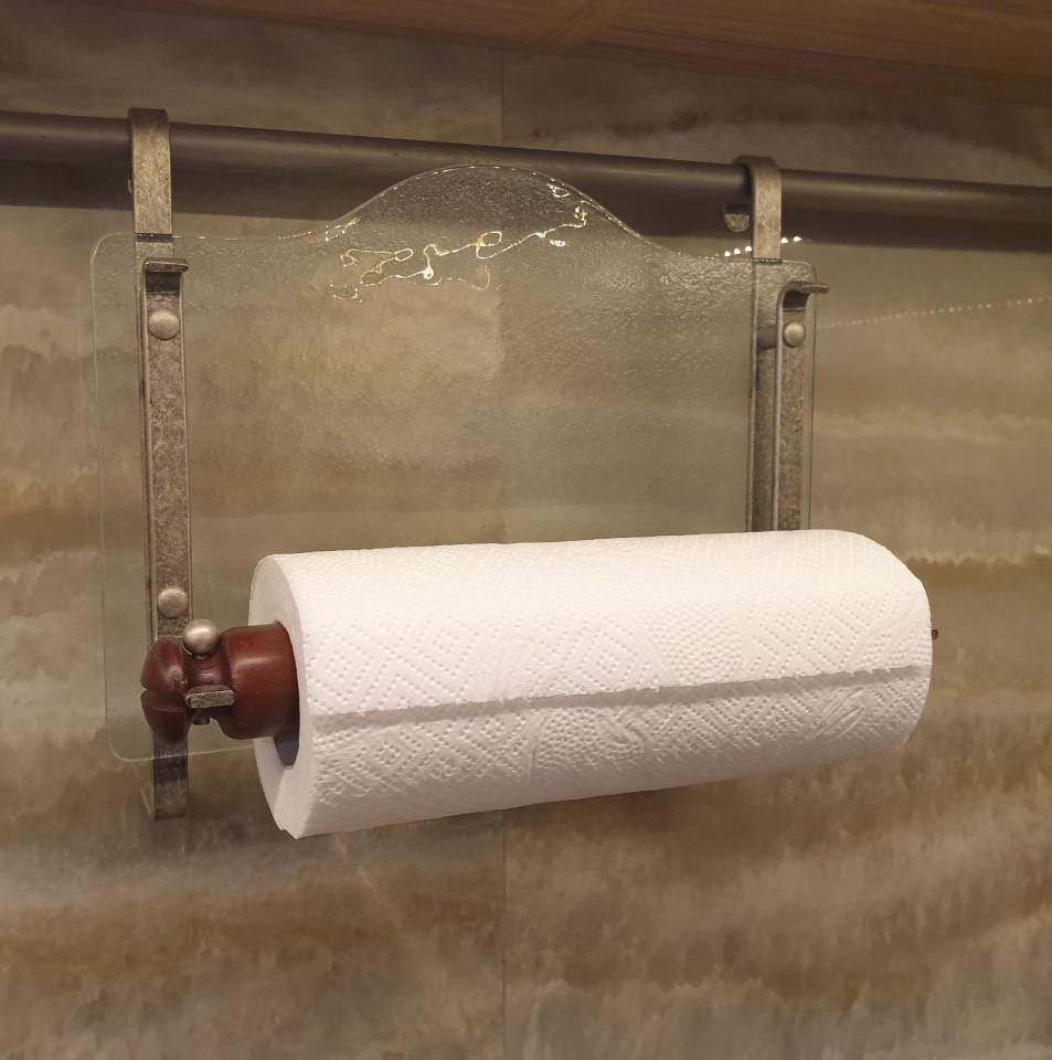 Полка на релинг Flora д/полотенец ант.серебро/орех