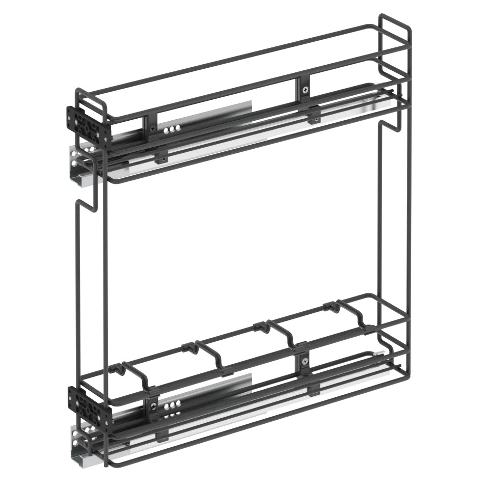 2х-ур. реш.емкость 150мм правая, напр.Blum част/выдвиж.,креп/фас.,разд/бут., антрацит