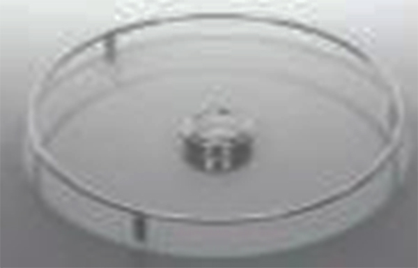 Стеклянная полка с релингом d= 450мм для барной стойки, ст.медь