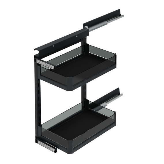 2х-ур.емкость Premium правая 400мм H635мм на ЛЕВЫХ направл. с аморт., антрацит/стекло