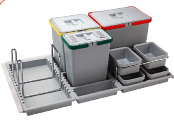 Система конт.д/мусора в выдв.ящ. (900) c 4-мя лотк.,темно-серый