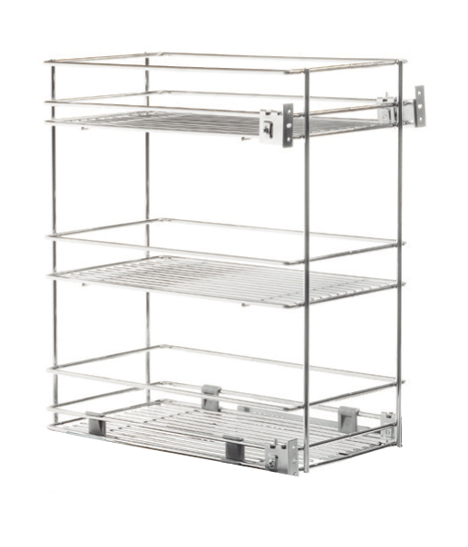 3х-ур. реш.емкость 300мм H484мм с креп.к фасаду, без напр.Blum, хром