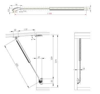 KRABY лифт автом.откр., L=355, 120Н