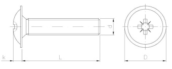 Винт с полукруглой головкой с буртиком M4x12мм, цинк