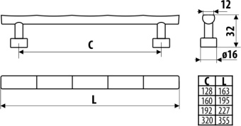 Ручка-скоба L=320мм, никель